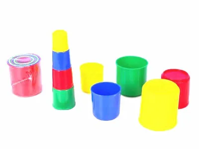 Obrázek produktu pro Kubus pyramida skládanka kulatá plast 4 barvy 9ks v sáčku 9x9x8cm 12m+