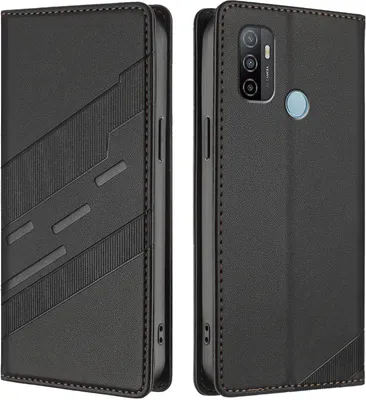 Image de Etui pour Oppo A32 / A53 4G / A53S 4G, étui portefeuille en cuirPolyuréthaneavec fente pour cartes et fonction stand Schwarz