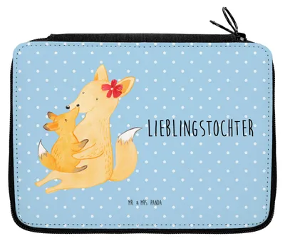 Produktbild von Mr. & Mrs. Panda Federmappe Fuchs Mama - Blau Pastell - Geschenk, Stiftemappe, Federtasche, Umarmen, Mäppchen, Mutter, Federmäppchen, Bleistiftetui, Etui, Muttertag