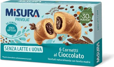 Produktbild von Misura Privolat Cornetti al Cioccolato Senza Latte e Uova Croissants mit Schokoladenfüllung ohne Milch und Ei 290g