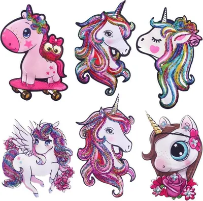 Produktbild von Bügelbilder Kinder für Textilien Aufnäher Set 6 Stück Cartoon Patches Bügelflicken
