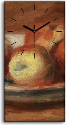 Produktbild von Wandbild Leinwand Bilder Wanduhr 30x60 Gemälde Teller Früchte Äpfel Kunst - schwarze Hände