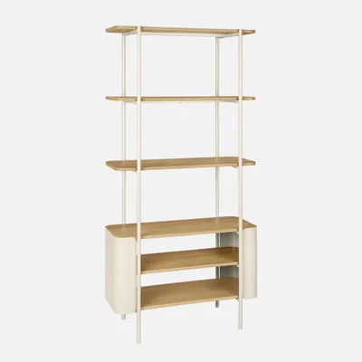 Produktbild von sweeek - Bücherregal mit gewölbtem Metall und Holzdekor, 6 Ebenen - Beige