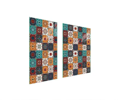 Produktbild von Herdabdeckplatten 2 teilig 75x52 Glaskeramikkochfeld Abdeckung Glas Schneidebrett Mosaik Stück