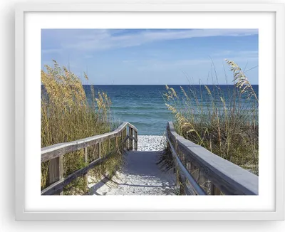 Produktbild von Gerahmtes Poster - Weißer Rahmen - Strand Düne Strecke - 50x40 cm - Wand Bild - Wanddeko - Wandbilder - Kunstposter - Wandposter - Bilderrahmen - Bilder - Kunstdruck - Wandbild - P2WAA50x40-4180