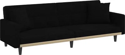 Produktbild von vidaXL Schlafsofa mit Kissen Schwarz Stoff