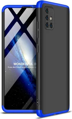 Produktbild von Hülle für Samsung Galaxy A51 360 Grad Schutz mit Displayglas Bumper Cover Galaxy A51 Farbe: Schwarz, Blau