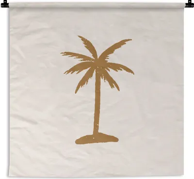 Produktbild von MuchoWow® Wandteppich Wandbehang Sommer - Palme - Pastell 150x150 cm Tapisserie Dekoration Wandtuch - Wohnaccessoires - Modernes