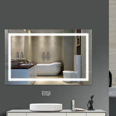 Image de Miroir de salle de bain 100x60cm LED miroir de salle de bain éclairage miroir mural interrupteur tactile