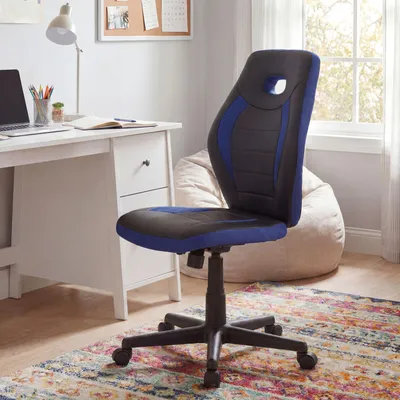 Obrázek produktu pro FineBuy Dětská židle k psacímu stolu Modrá pro děti od 6 let s opěrkou Ergonomická otočná židle pro děti Dětská kancelářská židle Židle pro mládež Výškově nastavitelná