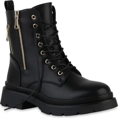 Produktbild von VAN HILL Damen Leicht Gefütterte Schnürstiefeletten Stiefeletten Schuhe 840581, Farbe: Schwarz, Größe: 39