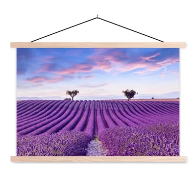 Produktbild von MuchoWow® Textilposter Lavendel - Natur - Lila - Bäume - Blumen 60x40 cm mit holzfarbenen Rahmen - Bilder