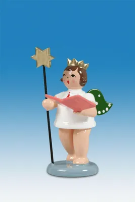 Produktbild von Holzfigur Engel mit Stern Buch und Krone Höhe 6cm NEU
