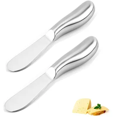 2er Set Buttermesser aus Edelstahl, ergonomischer Griff, 13,5 cm