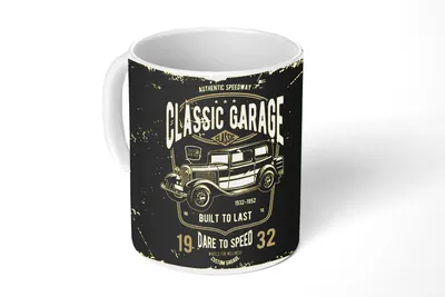 Produktbild von KitchenYeah® Tasse Kaffeetasse Kaffeebecher 350 ml Mancave - Auto - Garage - Retro Teetasse - Fototasse - Becher - Keramikbecher - Teebecher - Kaffeetasse - Bürotasse
