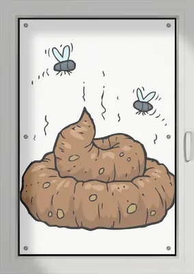 Produktbild von Wallario Lichtschutzbild, Dekorativer Sichtschutz Sonnenschutz 76 x 115 cm mit Motiv: Comic Scheißhaufen mit Fliegen - Verdunklung ohne Bohren