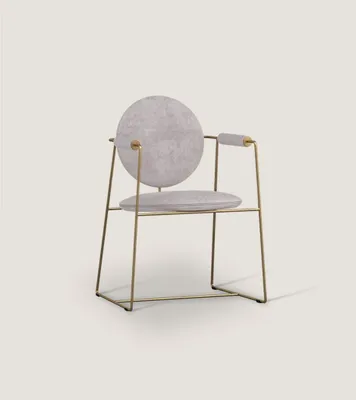 Produktbild von Weißer Luxus Stuhl Mit Armlenhen Esszimmer Möbel Edelstahlgestell Stil