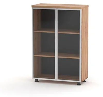 Produktbild von Glasvitrine Arbeitszimmer Büroeinrichtung Sideboard Glastüren Naturlich