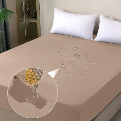 Productafbeelding van Waterdichte matrasbeschermer, 180x200 cm, beige, ademend, geschikt als incontinentiebeddeler, biedt bescherming tegen vocht
