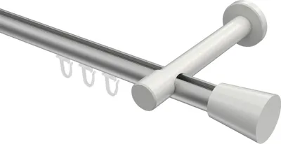 Produktbild von Interdeco Innenlaufstange / Gardinenstange mit Innenlauf Silbergrau / Weiß, Typ Prestige Sitra (Konus), 20 mm Ø 1-läufig, 280 cm