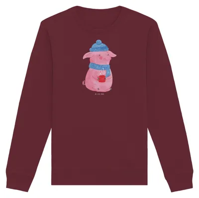 Produktbild von Mr. & Mrs. Panda Nachhaltiger Pullover Schwein Glühwein Größe M - Burgundy - Geschenk, Baumwoll, Punsch, Sweatshirt, Weihnachtsmarkt, Glühschwein, Rundhals, Pulli