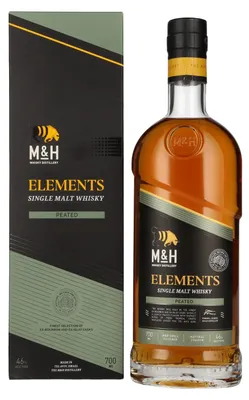 Image de M&H ELEMENTS Peated Single Malt Whisky 46% Vol. 0,7l en boîte cadeau