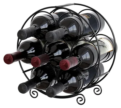 Weinregal für 7 Flaschen, Metall, schwarz, 30,5 x 32,5 x 16,5 cm