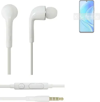 Produktbild von K-S-Trade Kopfhörer Headset kompatibel mit Huawei nova Y70 Plus mit Mikrofon u Lautstärkeregler weiß 3,5mm Klinke Kabel Headphones Ohrstöpsel