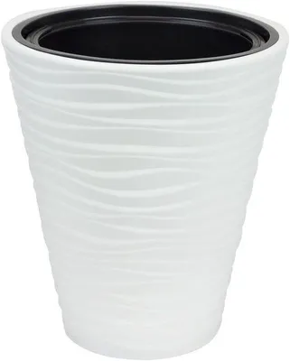 Immagine prodotto di Vaso da fiori in plastica - Vasi da interno - Piante da esterno - Resistente alle intemperie e ai raggi UV - 34 cm - Bianco