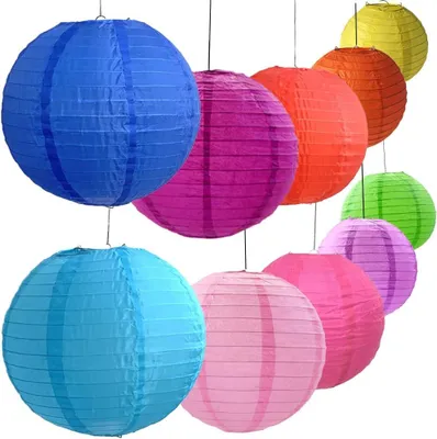 Produktbild von Bunte Papierlaternen, 20 Stück. Farbige Papierlaternen, Lampions, Papierlampions, Lampenschirme aus Papier für die Wohnkultur