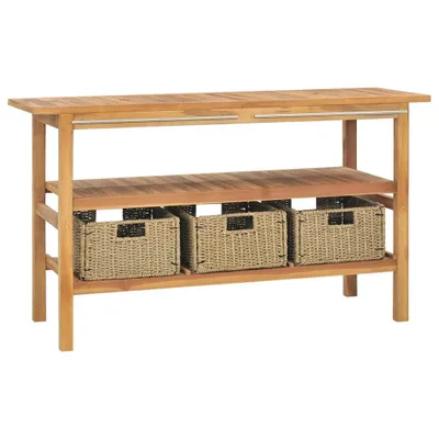 Obrázek produktu pro Koupelnová skříňka se 3 košíky masivní teak 132 x 45 x 75 cm