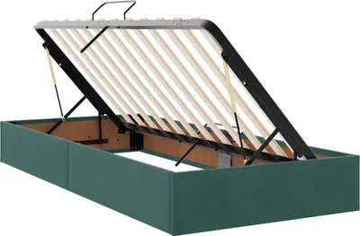 Zdjęcie produktu dla Rama łóżka z pojemnikiem vidaXL, kolor ciemnozielony, 90 x 200 cm, aksamit