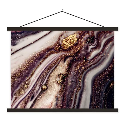 Produktbild von MuchoWow® Textilposter Marmor - Rosa - Gold - Glitzer - Marmoroptik 60x45 cm mit schwarzem Rahmen - Poster Schlafzimmer