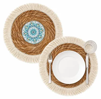 Produktbild von Platzset Rund Ø 30 cm Jute mit Quasten 2 Stück Boho-Stil