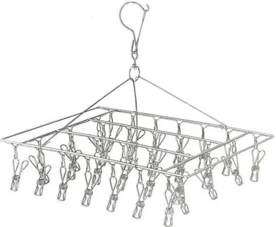 Image de Supports à linge en acier inoxydable Unyqoos® pour suspendre le linge – pinces multiples résistantes au vent, avec un fil de 4,0 mm, crochet rotatif, inoxydables, idéaux pour les chaussettes et les sous-vêtements