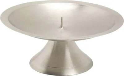 Produktbild von Scheibenleuchter Ø13cm Messing Silber Kerzenleuchter Matt Altarleuchter mit Dorn
