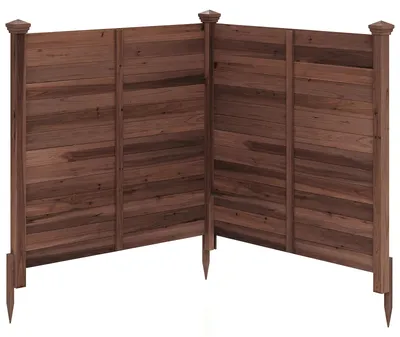 Image de COSTWAY, clôture de jardin en 2 parties, clôture à panneaux de 119 x 115,5 cm (L x H), brise-vue avec 3 poteaux, clôture en bois décorative pour poubelles, clôture autoportante, couleur noire
