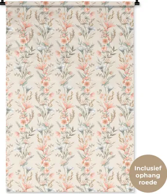 Produktbild von MuchoWow® Wandteppich Wandbehang Blumen - Pastell - Farben 90x135 cm Tapisserie Dekoration Wandtuch - Baumwolle - Wandskulptur