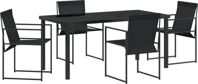 Produktbild von Möbel 5-teiliges Garten-Essset Schwarz Textilene und Stahl - Gartenstühle 3379343