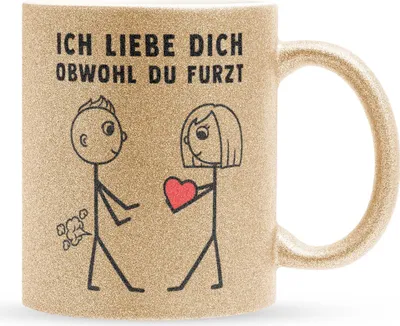 Produktbild von 22Feels Glitzertasse Gold Männer Jahrestag Geschenk Hochzeitstag Ehemann Freund Ich Liebe Dich Obwohl Kaffetasse Erster Hochzeitstag Valentinstag für Ihn Geburtstag Weihnachten Haferl Geschenkidee Bürotasse