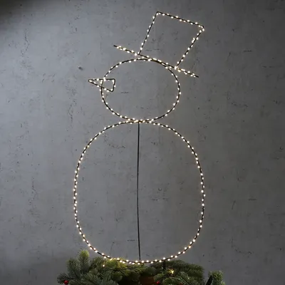 LED Gartenstecker SCHNEEMANN - 250 warmweiße LED - H: 77cm - Trafo - für Außen - schwarz