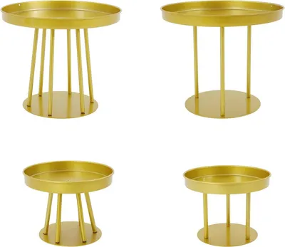 Image de Supports pour fleurs et plantes - Supports ronds pour pots de fleurs - Lot de 4 - Métal - Ø 25 cm - Taille S - Or