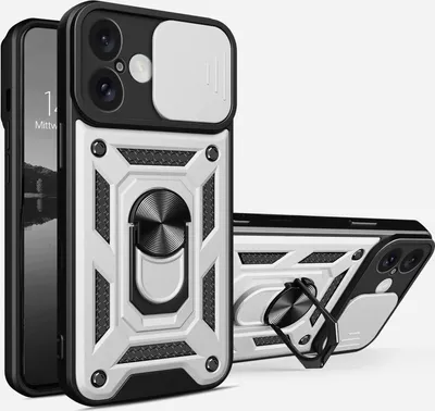 Produktbild von Armor Handyhülle für Apple iPhone 16 Kameraschutz Handy Panzer Case Cover Schutzhülle Outdoor Farbe: Silber