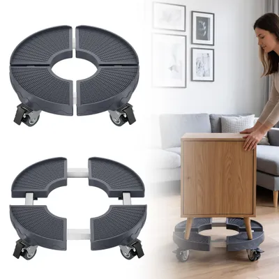Produktbild von TANYEAR Pflanzenroller für Blumentöpfe, Blumenroller 39–52 cm, 300 kg, 4 Rollen, Grau