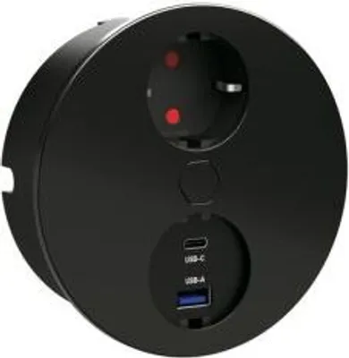 Immagine prodotto di Bachmann Twist 2 prese USB A+C da incasso, con presa Schuko e caricatore USB, rotondo, nero opaco
