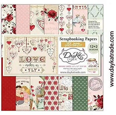 Scrapbooking-Papier 12+2 Blatt, 30 x 30 cm, mehrfarbig