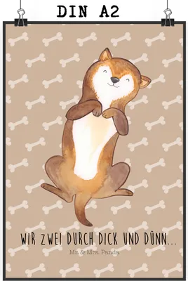 Produktbild von Mr. & Mrs. Panda Bild Hund Streicheln DIN A2 - Hundeglück - Geschenk, Süß, Plakat, Kraulen, kunstdruck poster, Wandbild, drucke, Sprüche, Hunde, wanddeko, Treu