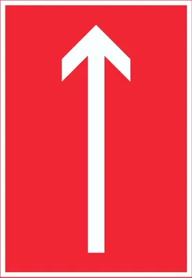 Produktbild von Richtungspfeil hoch Schild hochkant weiss rot Pfeil A0 Rückseite selbstklebend