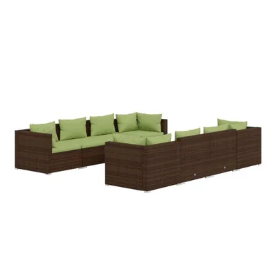 Produktbild von 9-tlg. Garten-Lounge-Set mit Kissen Poly Rattan Braun