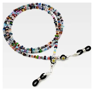 Produktbild von Kette, Brillenkette, Brillenband, Brillenschmuck, Kette für Lesebrille, Glasperlen, Brillenkordel, Bunt